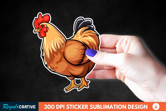 Cartoon Chicken Sticker Clipart Sublimation Regulrcrative 