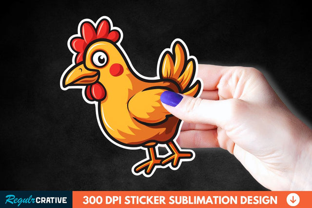 Cartoon Chicken Sticker Clipart Sublimation Regulrcrative 
