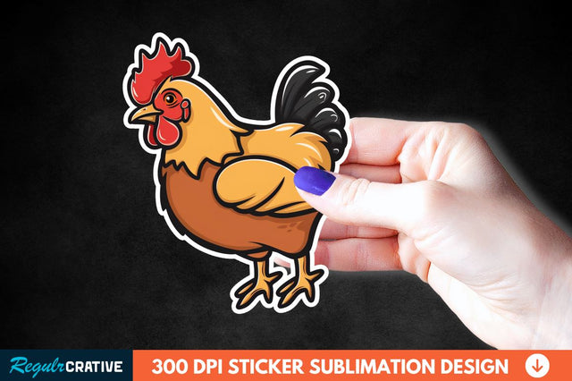 Cartoon Chicken Sticker Clipart Sublimation Regulrcrative 