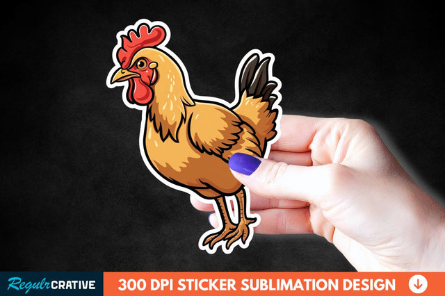Cartoon Chicken Sticker Clipart Sublimation Regulrcrative 