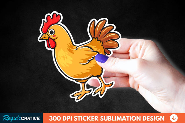 Cartoon Chicken Sticker Clipart Sublimation Regulrcrative 