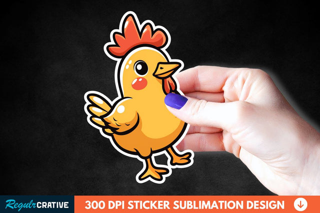 Cartoon Chicken Sticker Clipart Sublimation Regulrcrative 