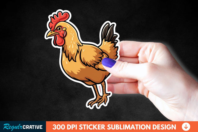 Cartoon Chicken Sticker Clipart Sublimation Regulrcrative 