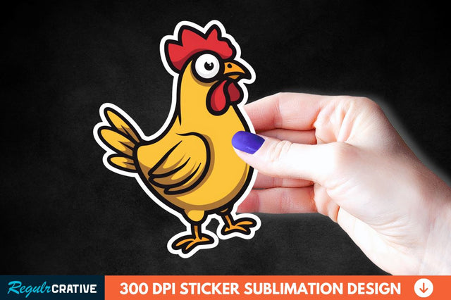 Cartoon Chicken Sticker Clipart Sublimation Regulrcrative 