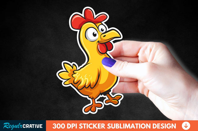 Cartoon Chicken Sticker Clipart Sublimation Regulrcrative 