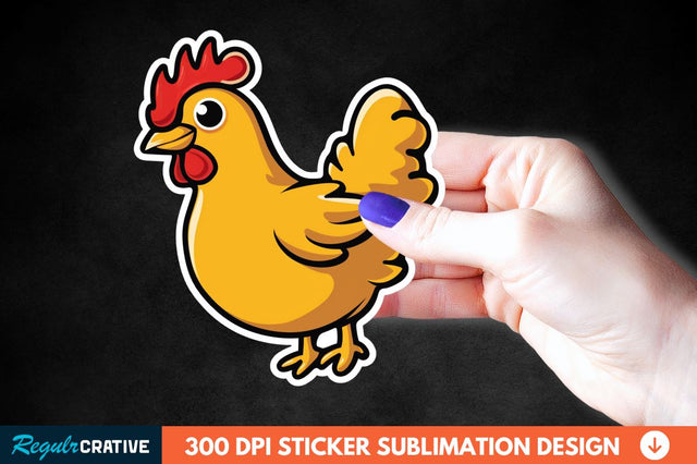 Cartoon Chicken Sticker Clipart Sublimation Regulrcrative 
