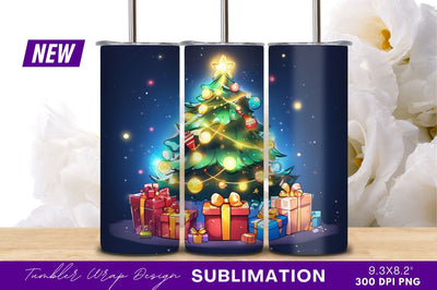 Cartoon Christmas Tree With Gifts Illustration Sublimation Regulrcrative 