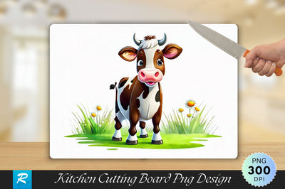 Cartoon Cow Standing in Green Cutting Board Sublimation Regulrcrative 