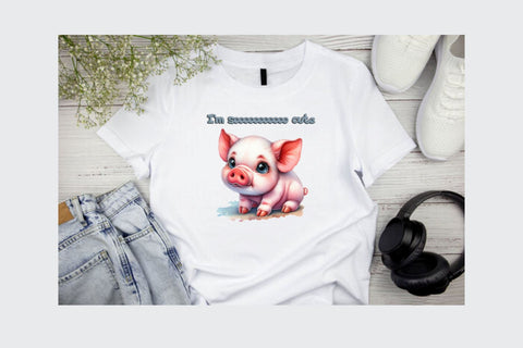 Cartoon Cute Piggy - I'm sooooo cool,High Quality Digital Download SVG ButterflyCraftDigital 