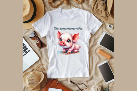 Cartoon Cute Piggy - I'm sooooo cool,High Quality Digital Download SVG ButterflyCraftDigital 