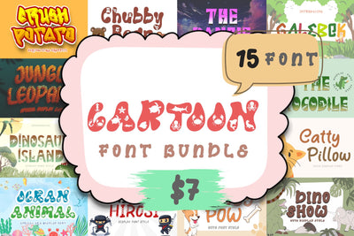 Cartoon Font Bundle Font Prasetya Letter 