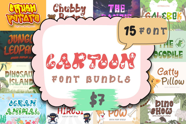 Cartoon Font Bundle Font Prasetya Letter 