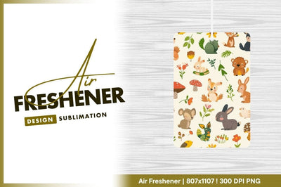 Cartoon Forest Animals and Plants Pattern on Cream Background Sublimation Regulrcrative 