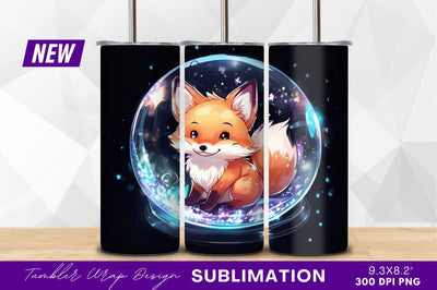 Cartoon fox inside a magical snow globe Sublimation Regulrcrative 
