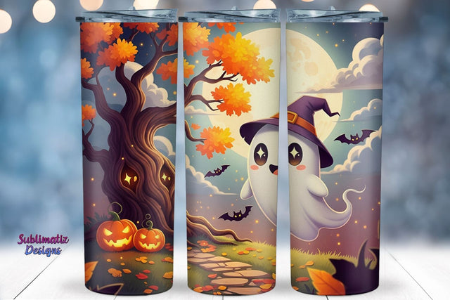 Cartoon Ghost Halloween Wrap | Halloween Tumbler Wrap for Sublimation Sublimation Sublimatiz Designs 