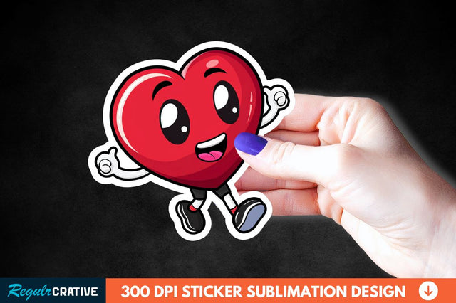 Cartoon Heart Sticker Clipart Sublimation Regulrcrative 