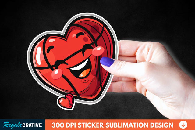 Cartoon Heart Sticker Clipart Sublimation Regulrcrative 
