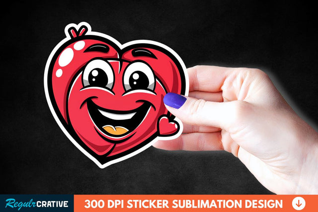 Cartoon Heart Sticker Clipart Sublimation Regulrcrative 