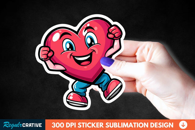 Cartoon Heart Sticker Clipart Sublimation Regulrcrative 