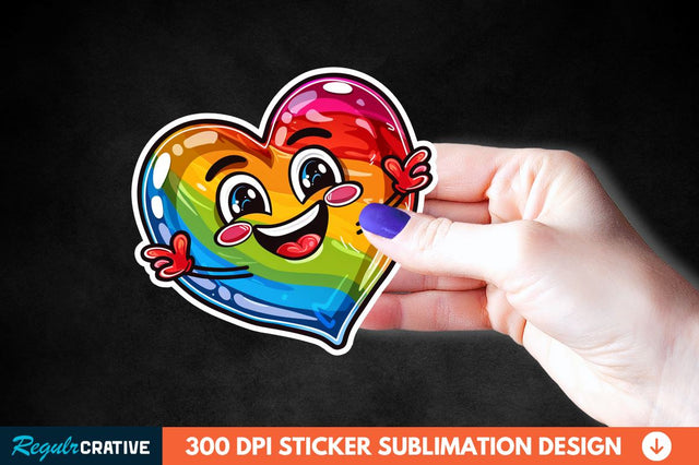 Cartoon Heart Sticker Clipart Sublimation Regulrcrative 