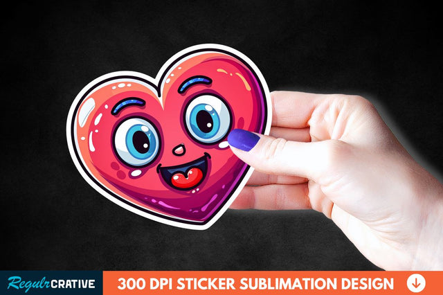 Cartoon Heart Sticker Clipart Sublimation Regulrcrative 