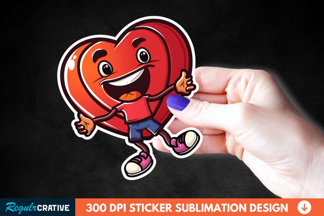 Cartoon Heart Sticker Clipart Sublimation Regulrcrative 