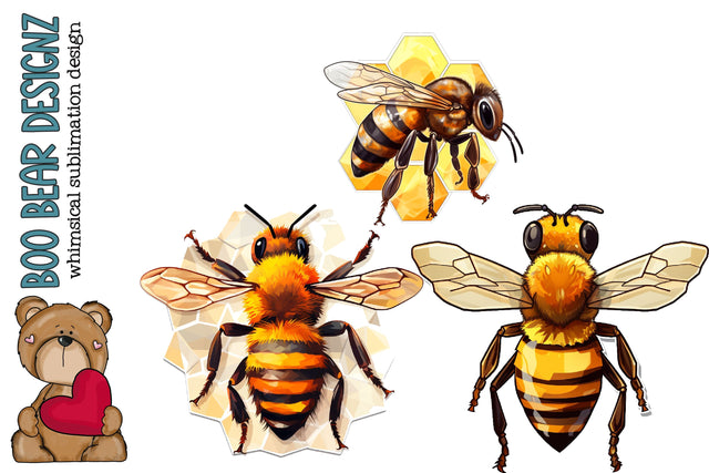 Cartoon Honeybee Clipart Sublimation Boo Bear Designz 