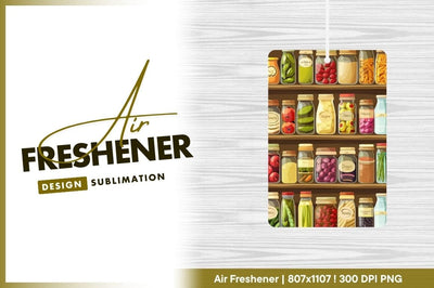Cartoon Jars of Preserved Food on Wooden Shelves Illustration Sublimation Regulrcrative 