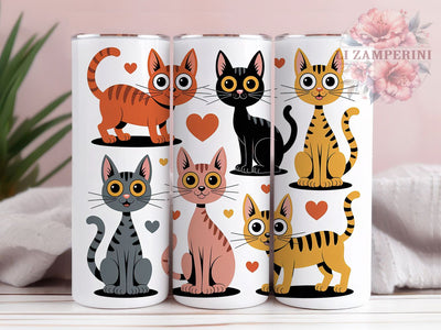 Cartoon Kitten Lover Tumbler, Cat Lover, Cute Kitten, Whimsical Art, Playful Design, 20Oz Tumbler, Sublimation Wrap Sublimation Li Zamperini 
