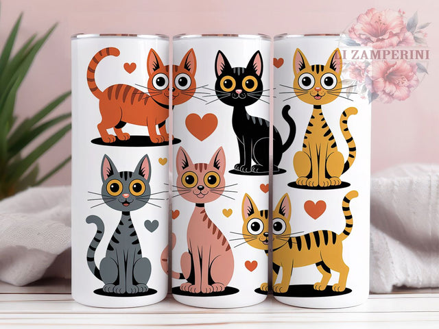 Cartoon Kitten Lover Tumbler, Cat Lover, Cute Kitten, Whimsical Art, Playful Design, 20Oz Tumbler, Sublimation Wrap Sublimation Li Zamperini 