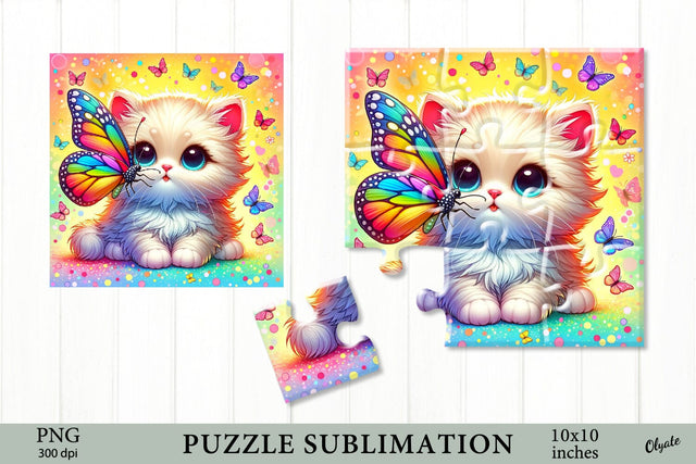 Cartoon Kitty Puzzle Sublimation. Puzzle Printable PNG Sublimation Olga Terlyanskaya 