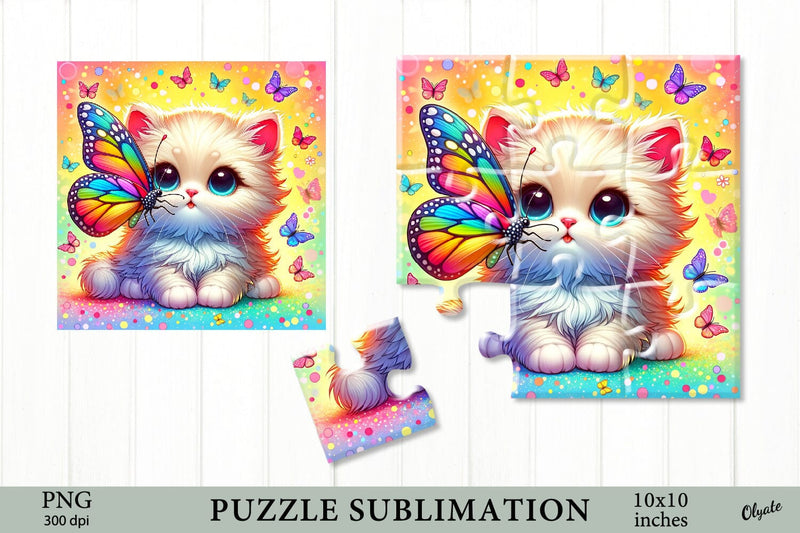 Cartoon Kitty Puzzle Sublimation. Puzzle Printable PNG Sublimation Olga Terlyanskaya 