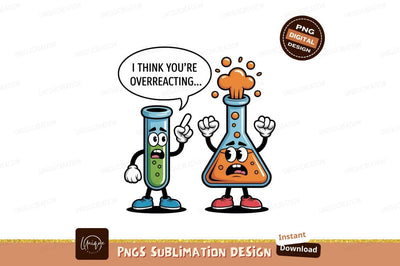 Cartoon laboratory flasks with funny faces science Sublimation Designangry 