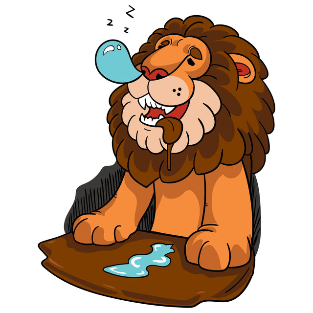 Cartoon lion dreaming and salivating from mouth vector illustration SVG naemmiah021 