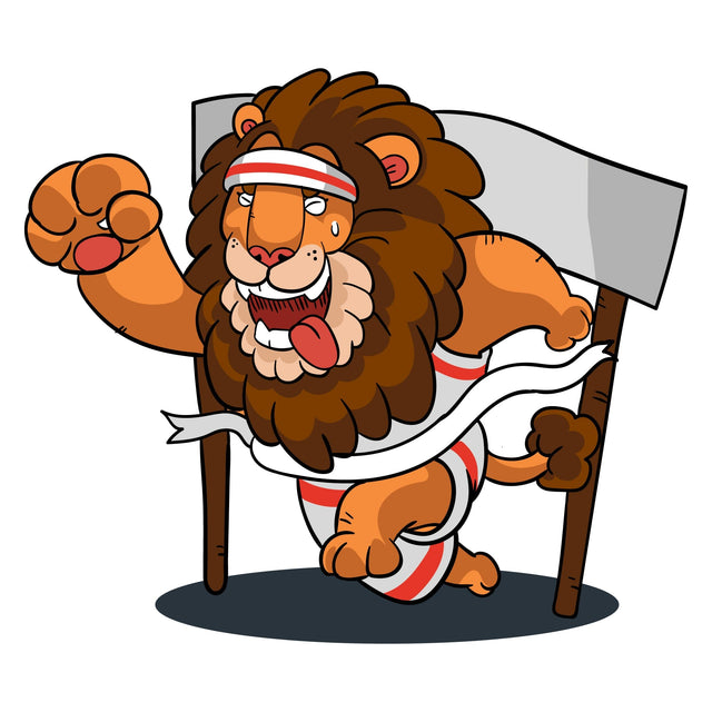 Cartoon lion finishing race vector illustration SVG naemmiah021 