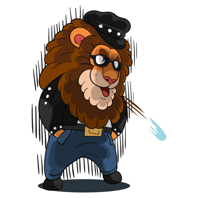 Cartoon lion in biker outfit spitting SVG naemmiah021 