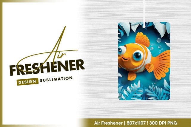 Cartoon Orange Clownfish with Blue Eyes Swimming in a Blue Underwater Scene Sublimation Regulrcrative 