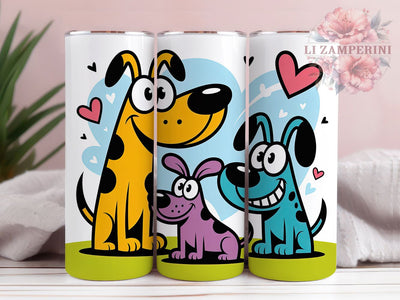 Cartoon Puppy Lover Tumbler, Dog Lover, Cute Puppy, Whimsical Art, Playful Design, 20Oz Tumbler, Sublimation Wrap Sublimation Li Zamperini 