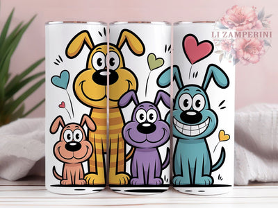 Cartoon Puppy Lover Tumbler, Dog Lover, Cute Puppy, Whimsical Art, Playful Design, 20Oz Tumbler, Sublimation Wrap Sublimation Li Zamperini 