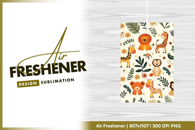 Cartoon Safari Animals and Floral Pattern on Cream Background Sublimation Regulrcrative 