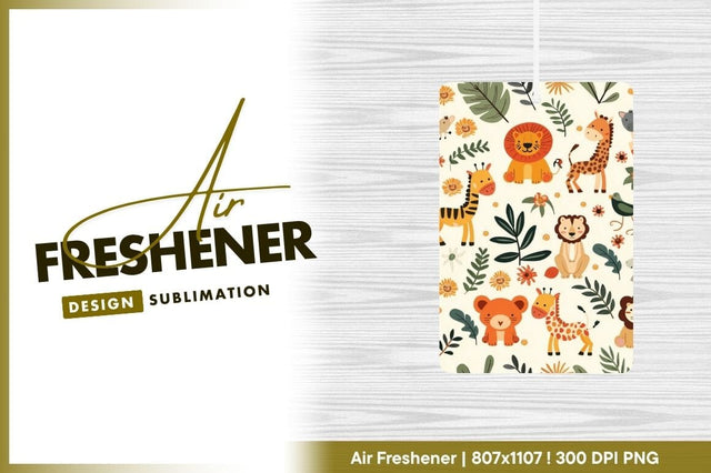 Cartoon Safari Animals and Floral Pattern on Cream Background Sublimation Regulrcrative 