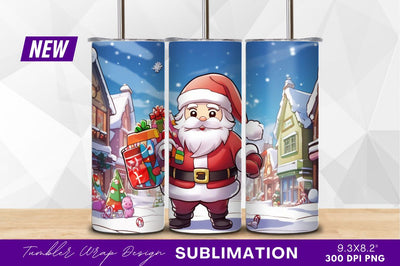 Cartoon santa claus delivering gifts tumbler png Sublimation Regulrcrative 