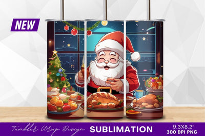 Cartoon santa claus enjoying christmas feast Sublimation Regulrcrative 