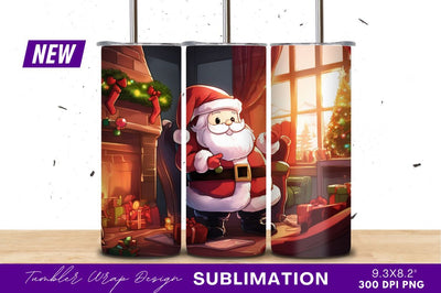 Cartoon Santa Claus Relaxing Christmas Eve Scene Sublimation Regulrcrative 