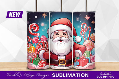 Cartoon santa claus with candy gifts tumbler png Sublimation Regulrcrative 