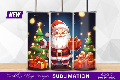 Cartoon santa claus with christmas presents tumbler png Sublimation Regulrcrative 