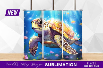 Cartoon sea turtle swimming underwater illustration Sublimation Regulrcrative 