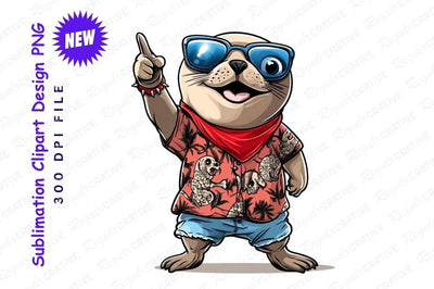 Cartoon Seal Wearing Sunglasses And Summer Shirt Sublimation Regulrcrative 