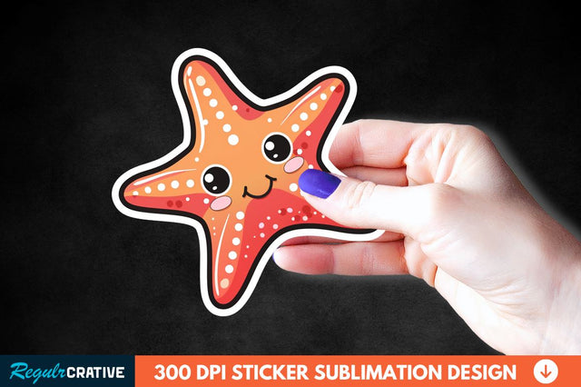 Cartoon Starfish Sticker Clipart Sublimation Regulrcrative 