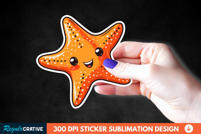 Cartoon Starfish Sticker Clipart Sublimation Regulrcrative 